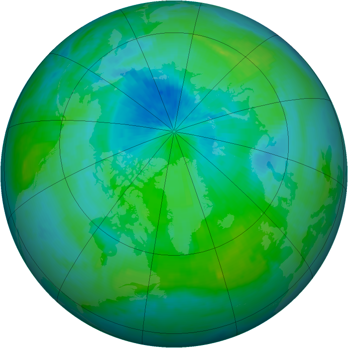 Arctic ozone map for 26 August 1997